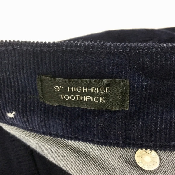 J. Crew 9" High Rise Toothpick Corduroy Pants, Navy - Picture 6 of 8